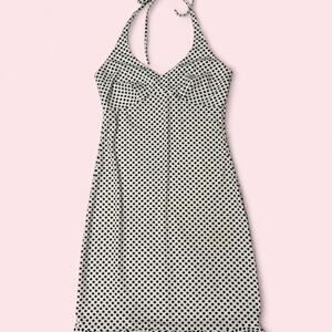 Y2K Mudd black and white polka dot halter neck and ruffles dress Size small